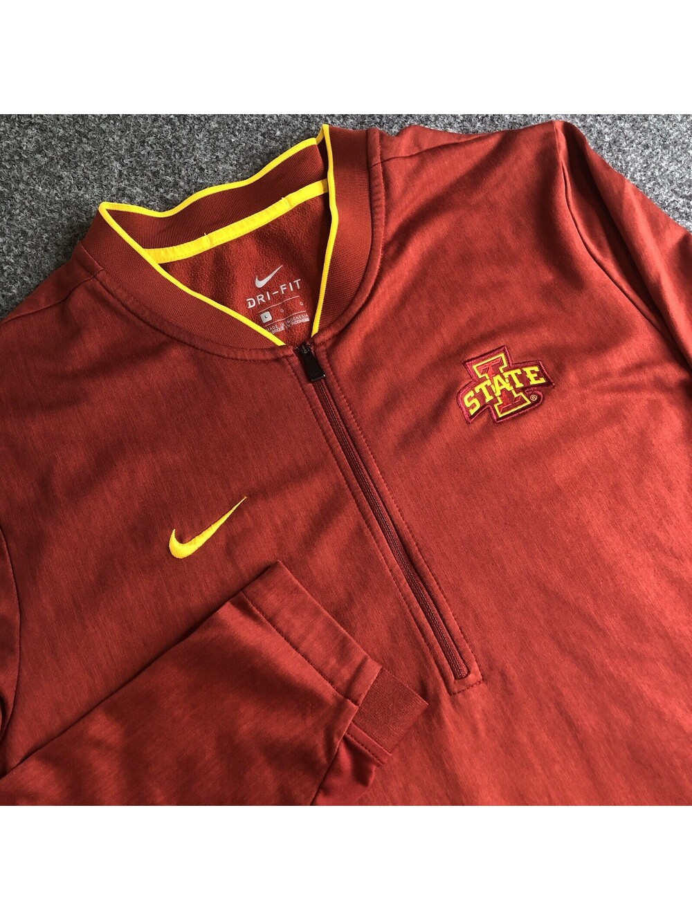 Nike Iowa State Cyclones 1/4 Zip Mens Large Red Football Dri Fit Long Sleeve